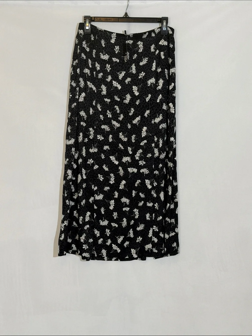 NWT Maje Midi Skirt Black Floral Print Size 40 US 12